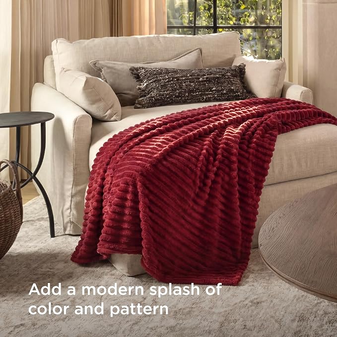 Bedsure Soft Twin Blanket for Bed Decor Gifts Red 60"x80" | Birthday Gifts for - Image 3