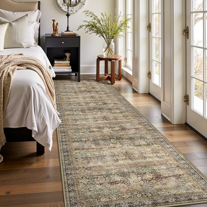 2x8 Hallway Runner Rug, Washable Vintage Retro Long Runner Rugs - Image 4