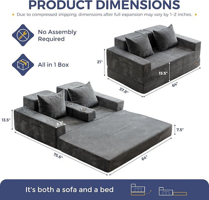 MAXYOYO Loveseat Sofa Bed, 4 in 1 Convertible Boneless Couch Folding Recliner - Image 3