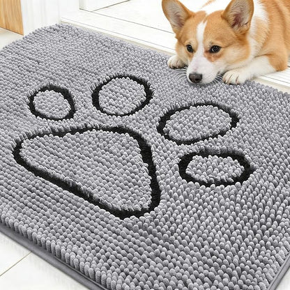 OLANLY Dog Door Mat for Muddy Paws 30x20, Paw Print Design Chenille Mud Mat | by OLANLY