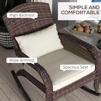Outsunny Outdoor Wicker Adirondack Rocking Chair, Patio Rattan Rocker Chair - Image 5