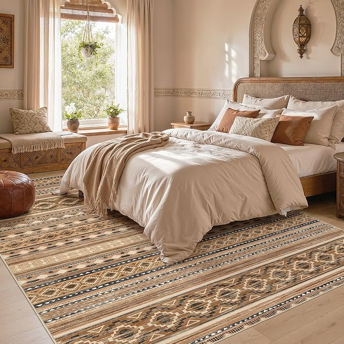 cotiled Boho 9x12 Area Rug for Living Room: Large Moroccan Washable Rug | Solve - Image 5