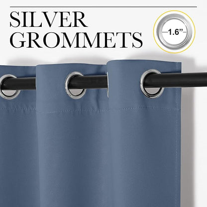 NICETOWN Thermal Insulated Curtains Blackout Draperies, Stone Blue, 29 by 40 - Image 3