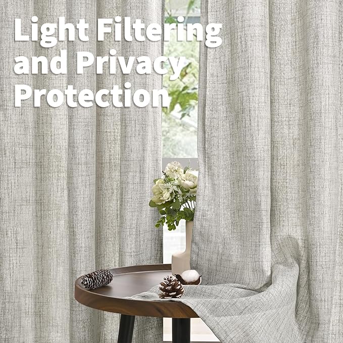 YoungsTex Short Linen Semi Sheer Curtains 40 Inches Long - Image 3
