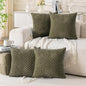 Set of 4 Olive Green Decorative Throw Pillow Covers 16x16 Inch Corduroy Pillow by Cozoomy