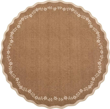 GarveeHome Round Rugs 6ft Scalloped Washable Circle Rug - Image 4