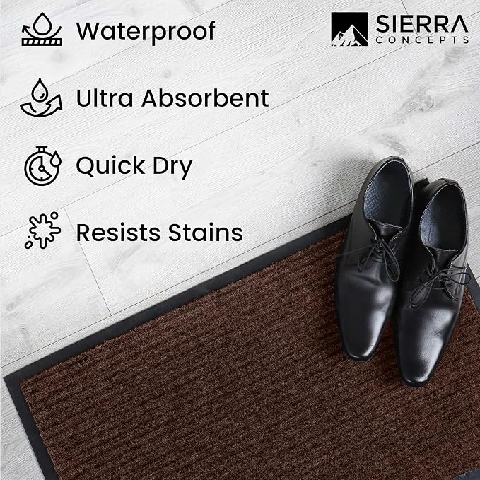 Front Door Mat, Indoor Outdoor Welcome Entryway Doormat, 48x36 Dark Brown | - Image 6