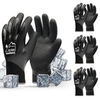 Waterproof Gloves Bulk Pack for Men and Women, 3 Pairs, Freezer Gloves with Grip, Double Nitrile Dipped for Extreme Oil Repellent, for Construction, Mechanics, Mining, Plumbing, Black, X-Large