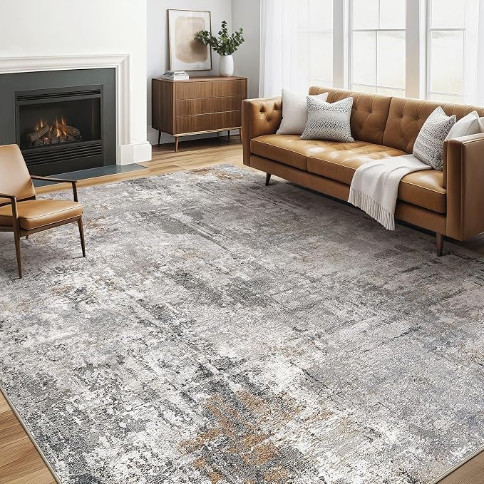 LOONGRUG Area Rug 5x7 Washable Neutral Modern Living Room Rugs Grey Rust | by LOONGRUG