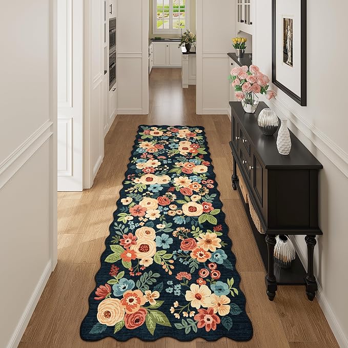 DUKINO 2.6x8 Runner Rug, Floral Washable Kitchens Rugs Non Slip, Stain Resistant - Image 7