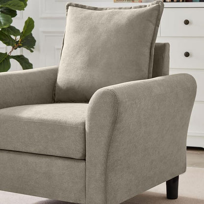 Mid-Century Accent Chairs Set of 2, Modern Linen Fabric Armchair - Image 6