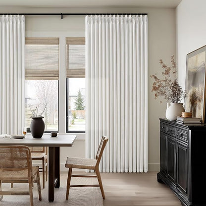 Beige White 94 Inch Pinch Pleated Linen Light Filtering Curtains 50Wx94L | Off - Image 7