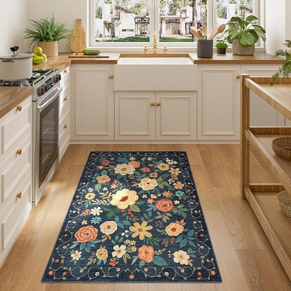 DUKINO 3x4 Area Rug, Floral Washable Rug - Image 3