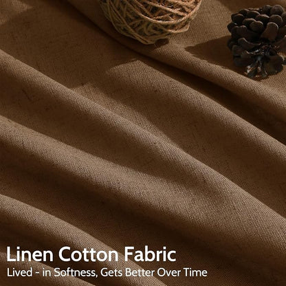 Tobacco Brown Linen Curtains 120 Inch Extra Long - Image 4