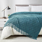 BOURINA Teal Throw Blanket 50 x70 Inches Jacquard Argyle Throw Textured Solid by BOURINA