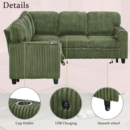 L-Shaped Sectional Couch with Storage and Pull Out Bed, Convertible Sofa Bed - Image 7