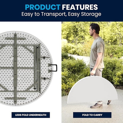 Flash Furniture Freeman 4' Round Plastic Folding Table - Image 9
