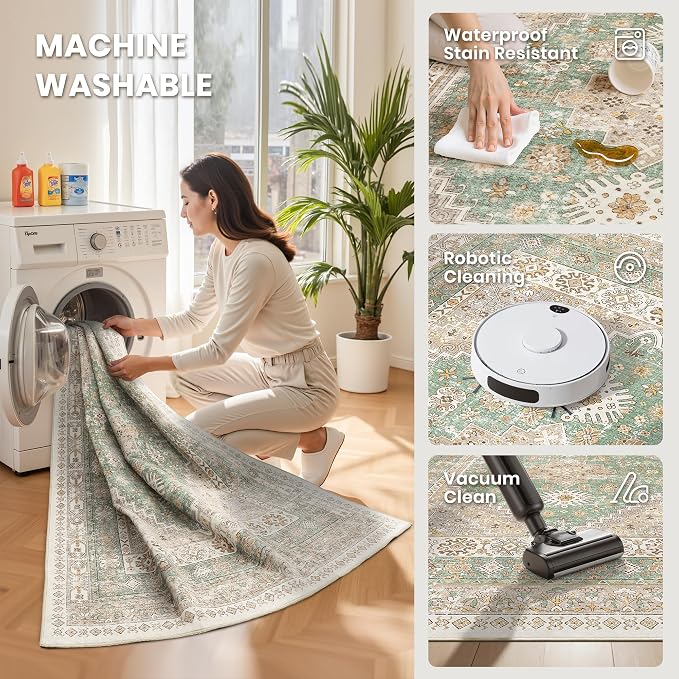 9x12 Area Rugs for Living Room, Large Washable Rug, Dining Room, Low Pile - Image 5