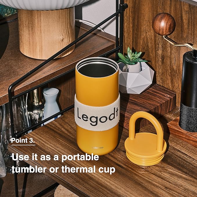 Odense Legodt Loop Tumbler 20oz with Lid and Handle - Insulated Tumbler with Leak-Resistant Lid - Double Stainless Steel Travel Coffee Mug, Water Bottle, Keeps Drinks Hot or Cold(Vanilla Cream)