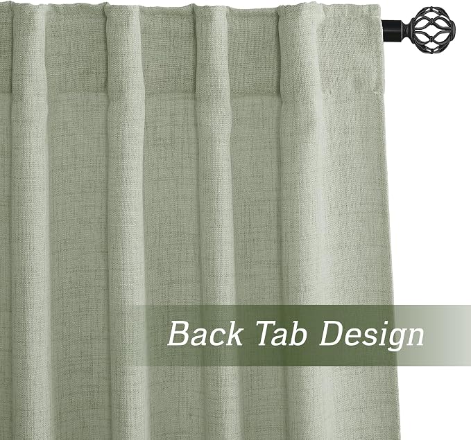 RYB HOME Linen Semi Sheer Curtains - Image 3