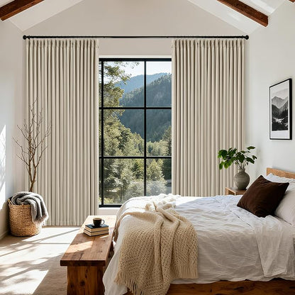 Oatmeal Beige 70 Inch Extra Wide 100% Blackout Curtain 84 Inches Long | Pinch - Image 7