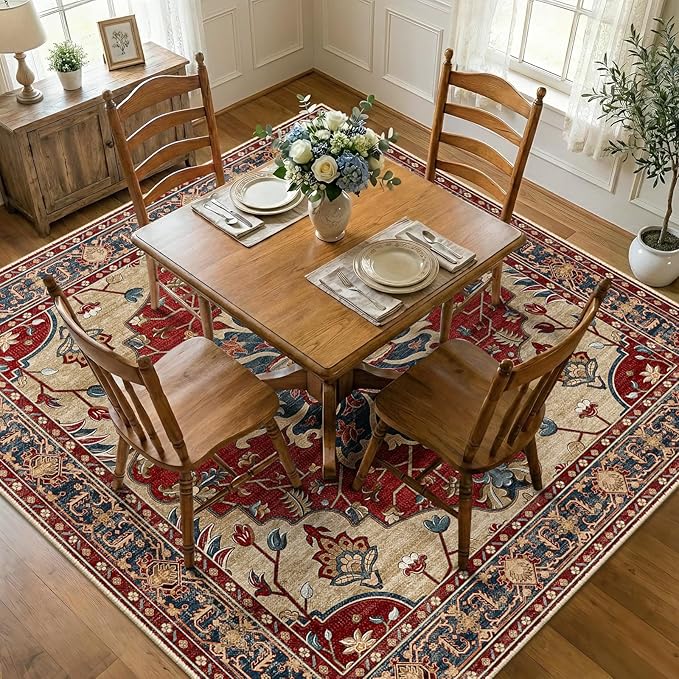 RELEANY Washable Area Rug, Square 8'x8', Water Repellent, Pet Friendly by RELEANY