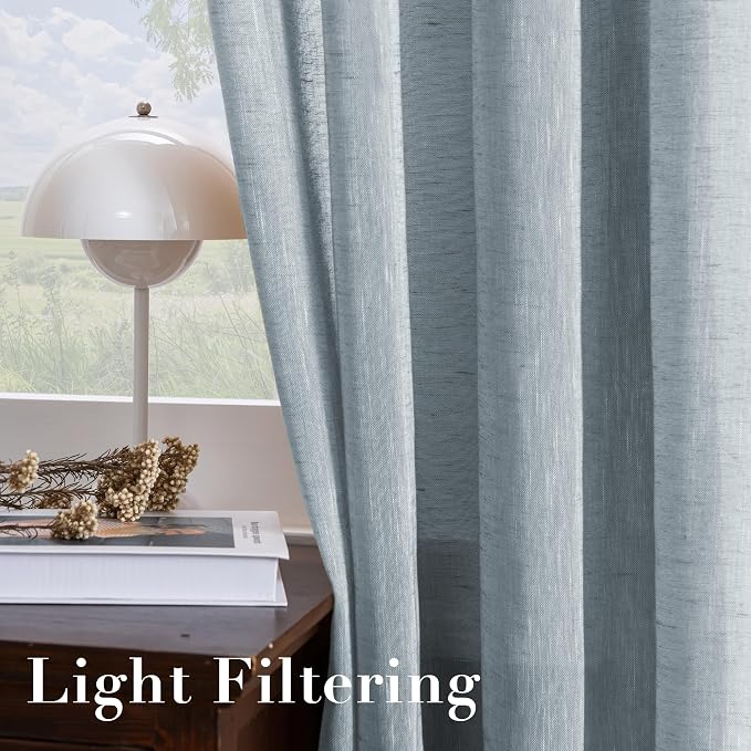 H.VERSAILTEX Linen Semi Sheer Curtains 96 inches Long Pair Set Linen Textured - Image 5
