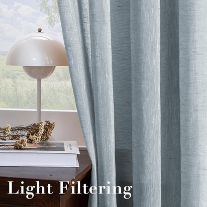 H.VERSAILTEX Linen Semi Sheer Curtains 96 inches Long Pair Set Linen Textured - Image 5