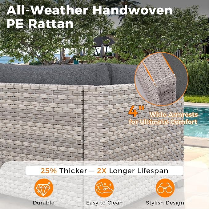 14-Seat Outdoor Wicker Patio Furniture Set - Image 4
