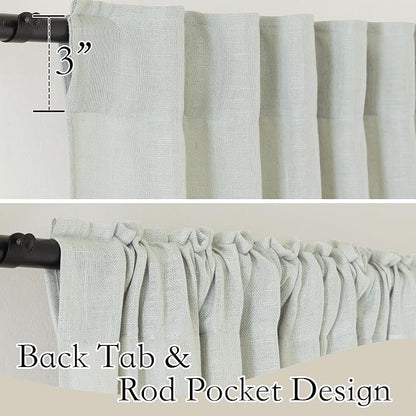 RYB HOME Light Filtering Linen Sheer Curtains 72 inch Long - Image 2