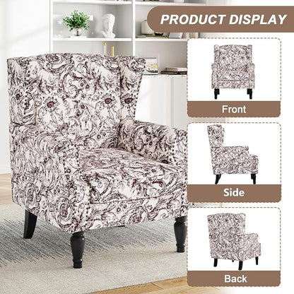 Pia Ricco High Back Floral Accent Chair - Image 3