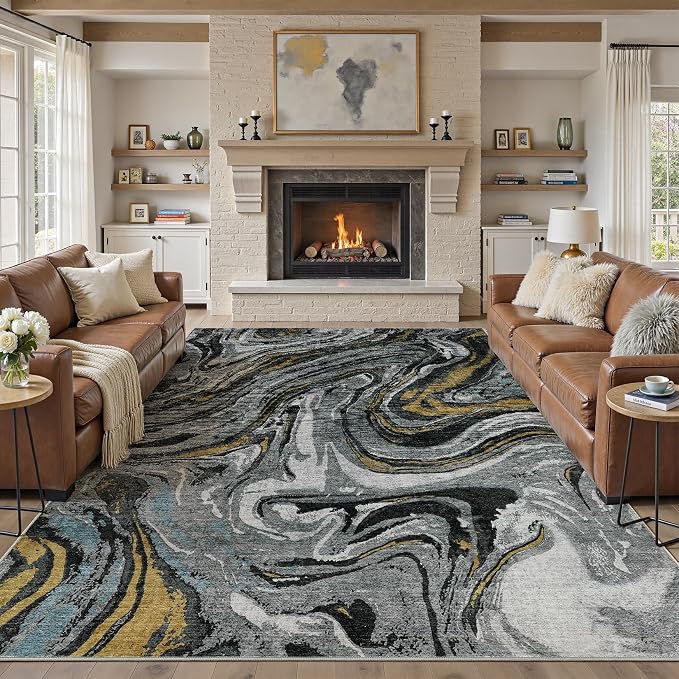 DMOYEST 10x14 Area Rug for Living Room-Washable Neutral Modern Abstract Rugs - Image 5