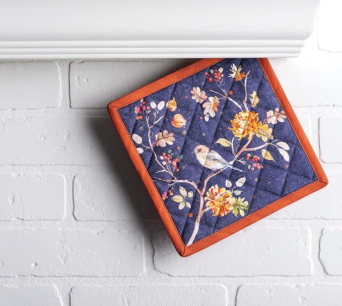 Maison d' Hermine Pot Holders 100% Cotton Heat Resistant Potholders 8" x 8" Hot Pads with Loop BBQ, Cooking, Baking, Grilling, Kitchen, Handling Hot Pans (Pack of 1, Kelim - Infinity)