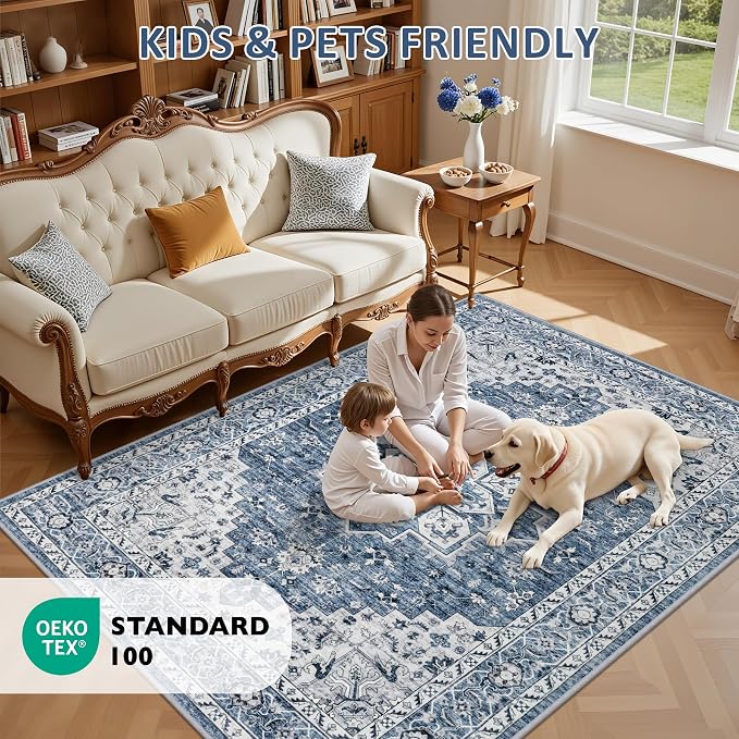 3x5 Area Rugs Living Room: Washable Vintage Rug - Image 9