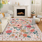 DUKINO 5x8 Area Rug for Bedroom, Soft Floral Washable Rug Non Slip, by DUKINO