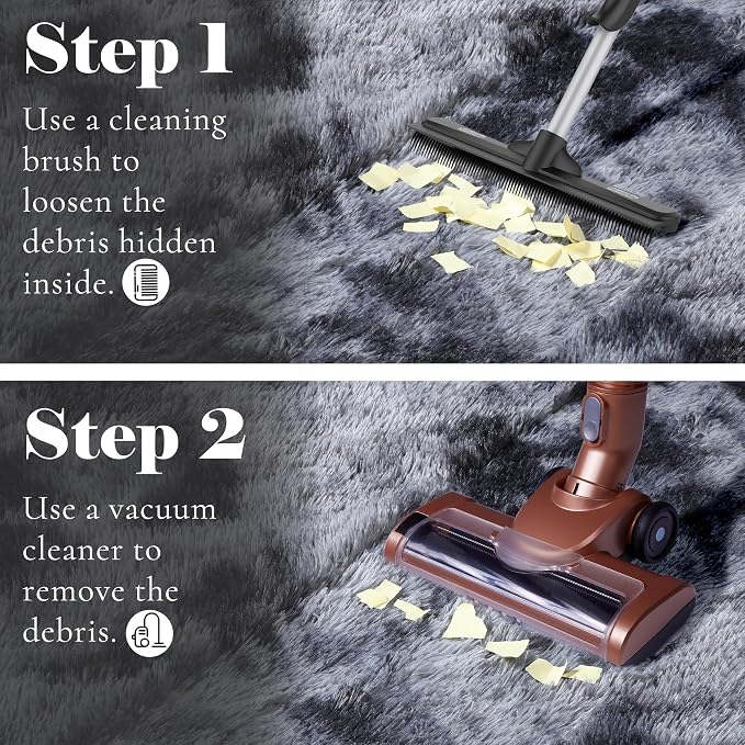 Area Rugs for Bedroom Living Room, Fluffy Tie-Dyed Dark Grey 4x6 Indoor Bedside - Image 6