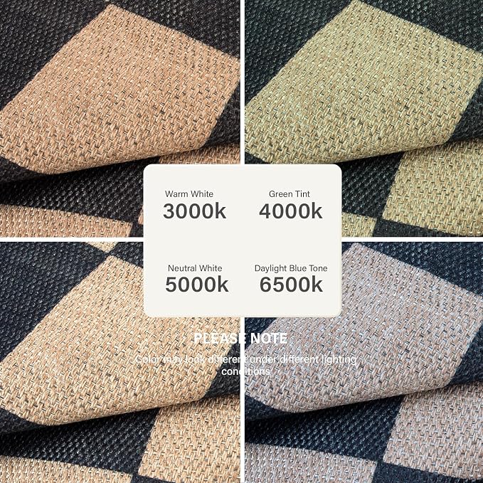 Lahome Checkered Easy Jute Outdoor Patio Area Rug 6ft Round, Washable Black | - Image 5