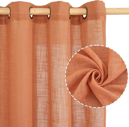Burnt Orange Linen Curtains 40 Inches Long - Image 2