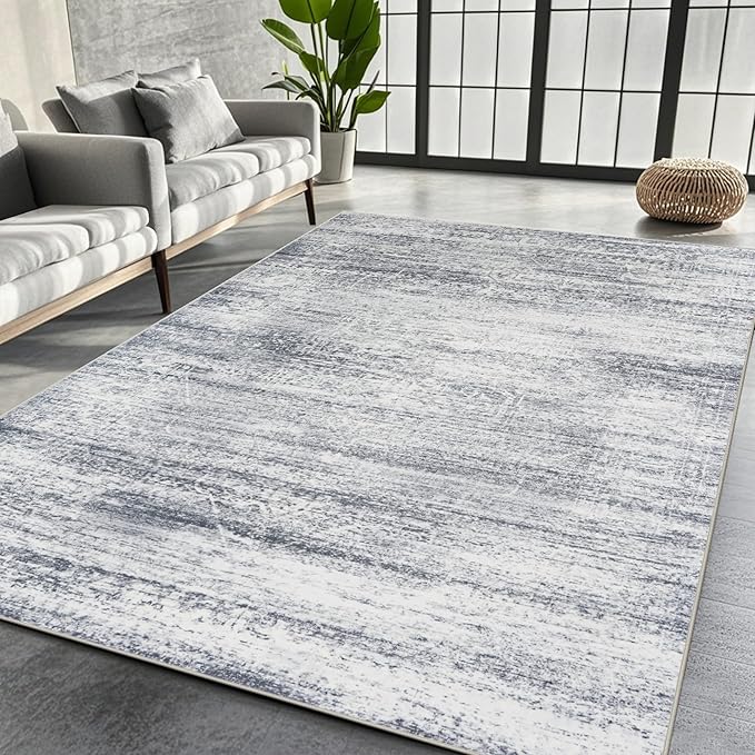 5x7 Washable Area Rugs for Living Room, Dining Room | Minimal, Ultra Soft Faux by Srugn