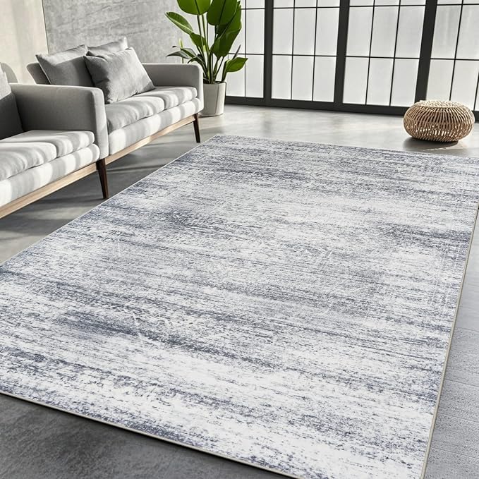 8x10 Washable Area Rugs for Living Room, Dining Room | Minimal, Ultra Soft Faux by Srugn