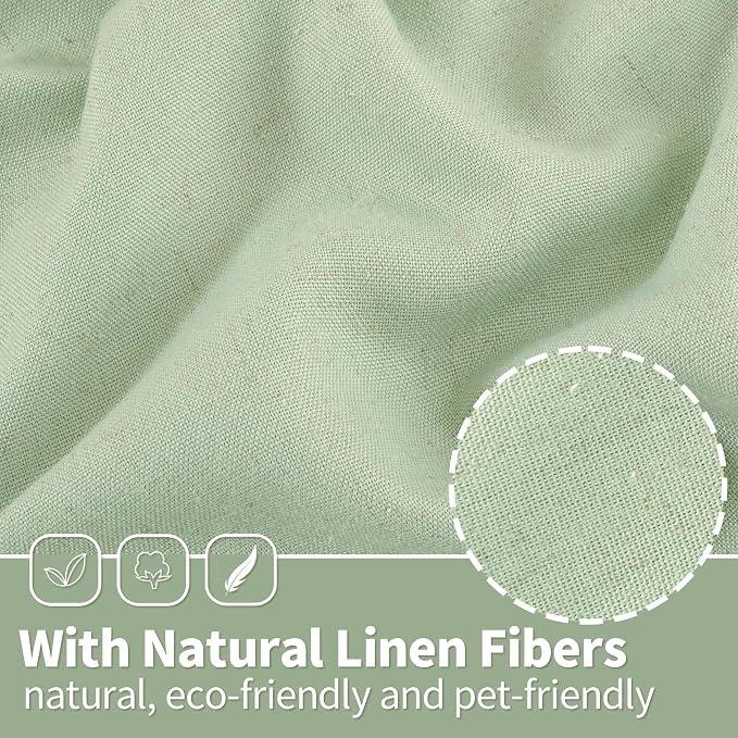 YoungsTex 63 Inch Length Sage Linen Curtains - Image 4