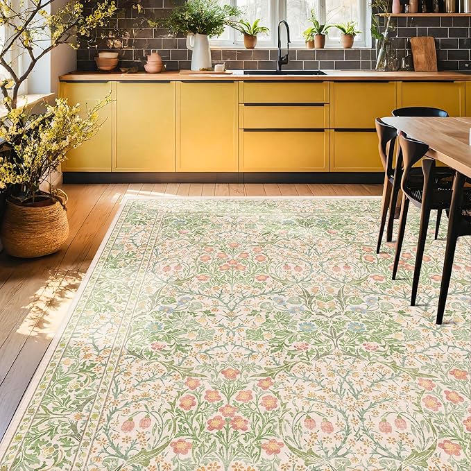 Cream Green Washable 8x10 Area Rugs - Image 7
