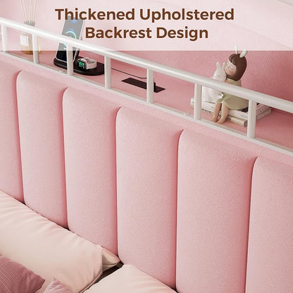 Full LED Bed Frame with Storage Headboard & 2 Storage Drawers, Princess Velvet - Image 7