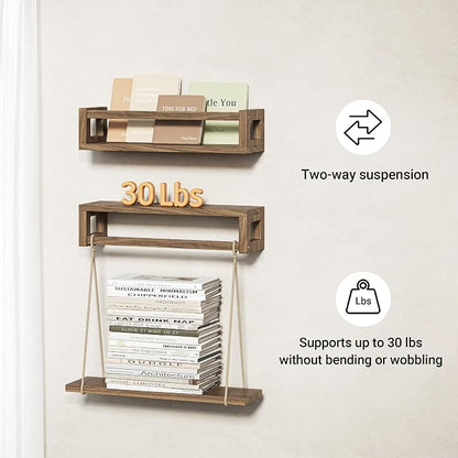 TidyCorner Upgraded Thick Floating Shelves, Solid Wood Bookshelf - Image 5