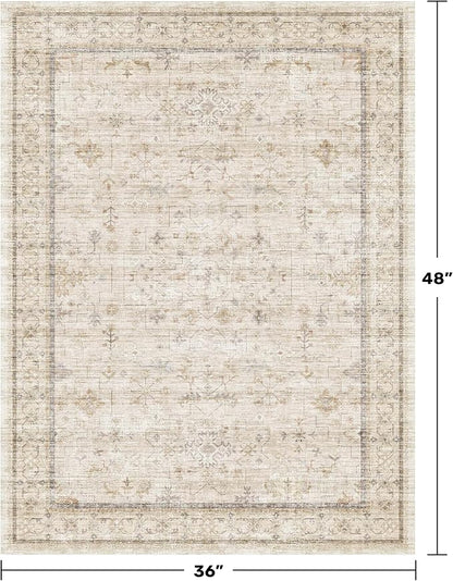 Vintage 3x4 Beige Indoor Rugs for Entryway - Image 2