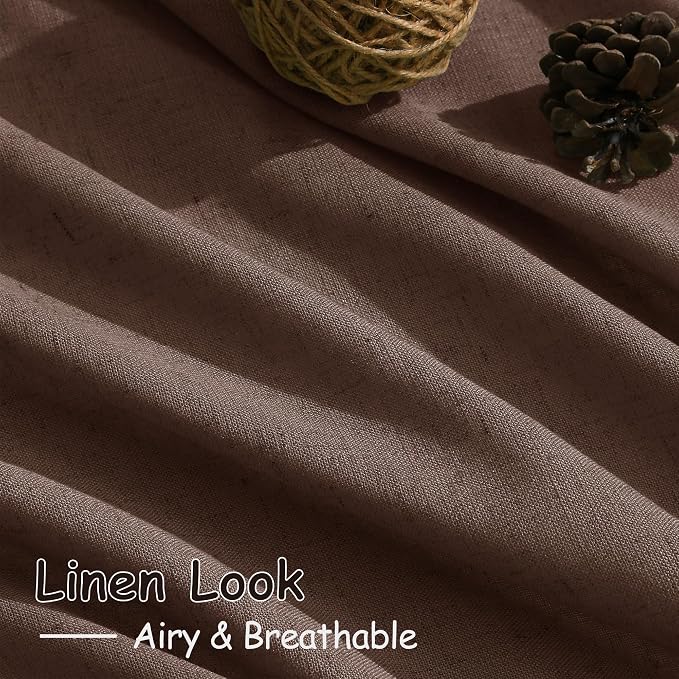 Mocha Mousse Curtains 108 Inches Long 2 Panels Set Back Tab Loop Pocket Linen - Image 5