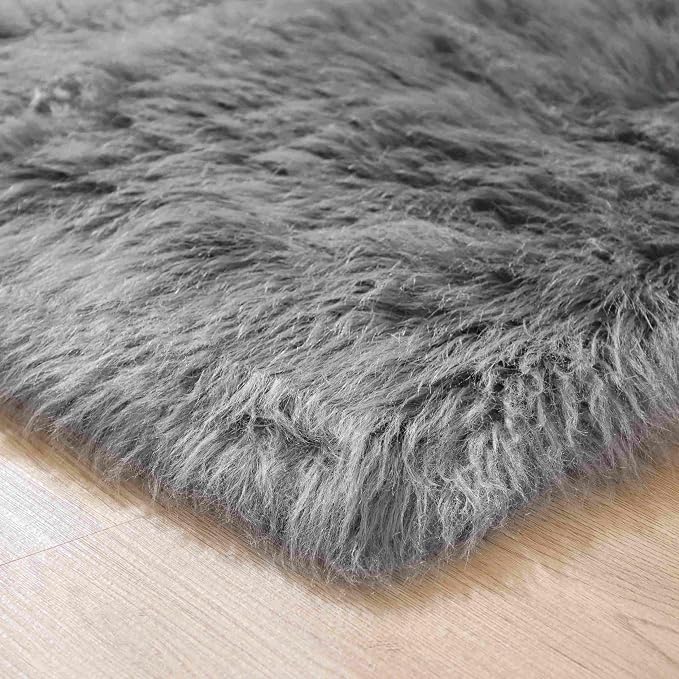 Goolela Grey Area Rug 6x9 Fluffy Fuzzy Shag Rug - Image 7