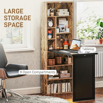 HOMCOM Foldable Convertible Writing Table, Wall Mounted Space-Saving Computer - Image 5
