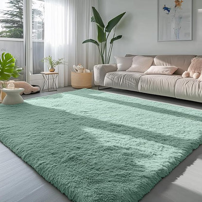 Sage Green Rugs for Living Room, 5x7 Ft Shaggy Rug Plush Carpet for Bedroom | - Image 2