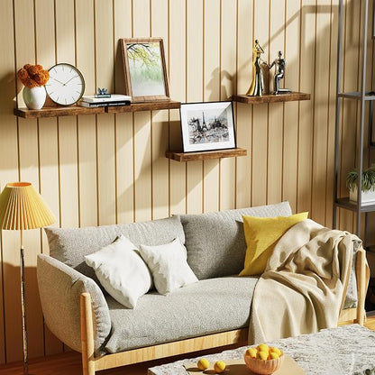 Bellsal Floating Shelves for Wall, Rustic Brown Wood Wall Shelf Set of 4 - Image 2